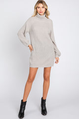 Heather Grey Turtleneck Maternity Sweater Mini Dress