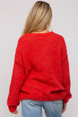 Coral Chunky Loose Knit Maternity Sweater