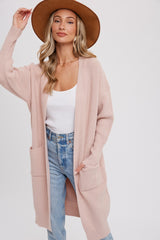 Light Pink Chunky Knit Long Sweater Cardigan