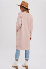 Light Pink Chunky Knit Long Sweater Cardigan