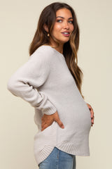 Cream Knit Pullover Maternity Sweater