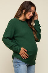 Hunter Green Knit Pullover Maternity Sweater