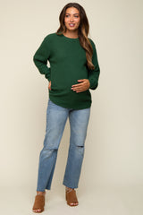 Hunter Green Knit Pullover Maternity Sweater