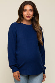 Navy Knit Pullover Maternity Sweater