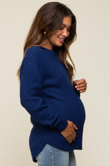 Navy Knit Pullover Maternity Sweater