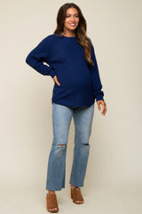 Navy Knit Pullover Maternity Sweater