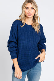 Navy Knit Pullover Sweater