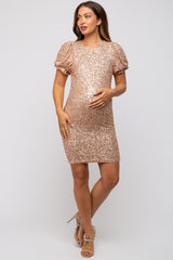 Gold Sequin Fitted Maternity Mini Dress