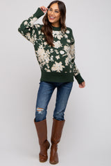 Forest Green Floral Maternity Sweater