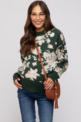 Forest Green Floral Maternity Sweater