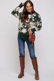 Forest Green Floral Maternity Sweater