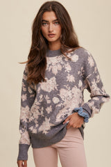 Grey Floral Maternity Sweater