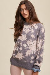 Grey Floral Sweater