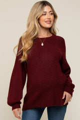 Burgundy Soft Brushed Maternity Sweater