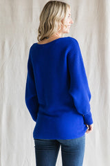 Royal Blue Knit Dolman Sleeve Sweater