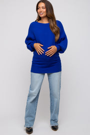 Royal Blue Knit Dolman Sleeve Maternity Sweater