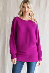 Magenta Knit Dolman Sleeve Maternity Sweater