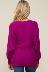 Magenta Knit Dolman Sleeve Maternity Sweater