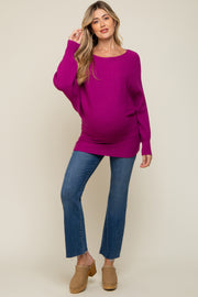 Magenta Knit Dolman Sleeve Maternity Sweater