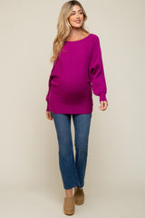 Magenta Knit Dolman Sleeve Maternity Sweater