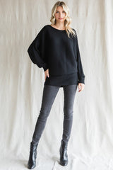 Black Knit Dolman Sleeve Maternity Sweater