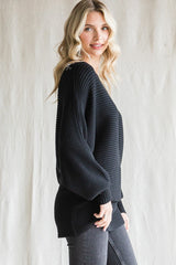 Black Knit Dolman Sleeve Sweater