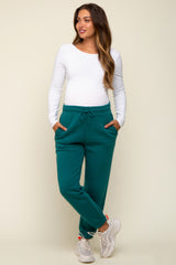 Teal Basic Fleece Maternity Sweatpants