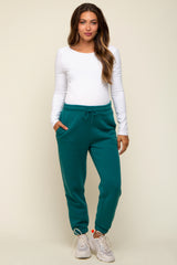 Teal Basic Fleece Maternity Sweatpants