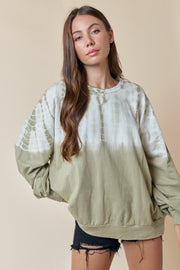 Light Olive Tie Dye Long Sleeve Top