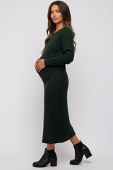 Forest Green Back Tie Maternity Sweater Dress