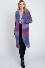 Purple Ombre Long Cardigan