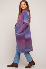 Purple Ombre Long Maternity Cardigan