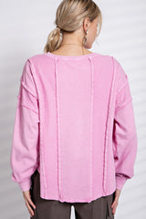 Pink Mineral Washed Terry Pullover