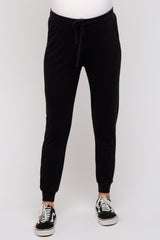 Black Ultra Soft Knit Drawstring Maternity Joggers