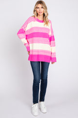 Pink Brushed Striped Sweater