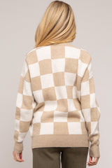 Taupe Checkered Print Maternity Sweater