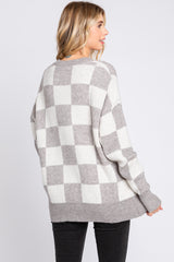 Heather Grey Checkered Print Sweater