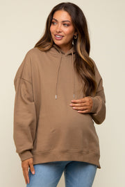 Mocha Drawstring Maternity Hoodie