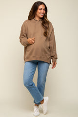 Mocha Drawstring Maternity Hoodie