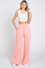 Pink Soft Wide Leg Side Slit Sweatpants