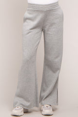 Heather Grey Soft Wide Leg Side Slit Maternity Sweatpants