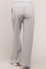 Heather Grey Soft Wide Leg Side Slit Maternity Sweatpants