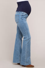 Blue Bootcut Raw Hem Maternity Jeans