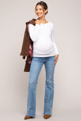 Blue Bootcut Raw Hem Maternity Jeans