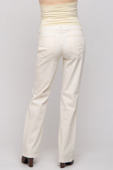 Cream Distressed Knee Maternity Jeans