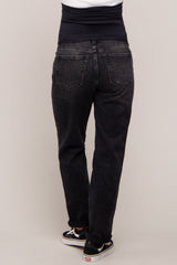 Black Straight Leg Distressed Maternity Jeans