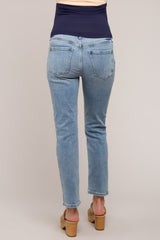 Light Blue Straight Leg Maternity Jeans