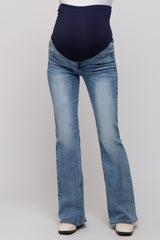 Blue Faded Maternity Flared Jeans