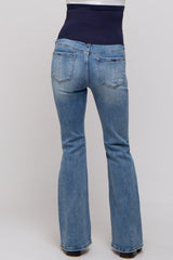 Blue Faded Maternity Flared Jeans