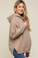 Taupe Drawstring Maternity Hoodie